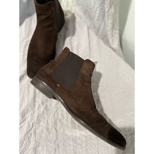 Dune London suede ankle chelsea boots dark brown slip on men’s SZ 9 / 42